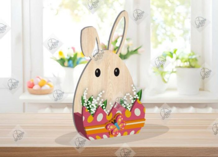 Caja de regalo con forma de huevo de conejito de Pascua