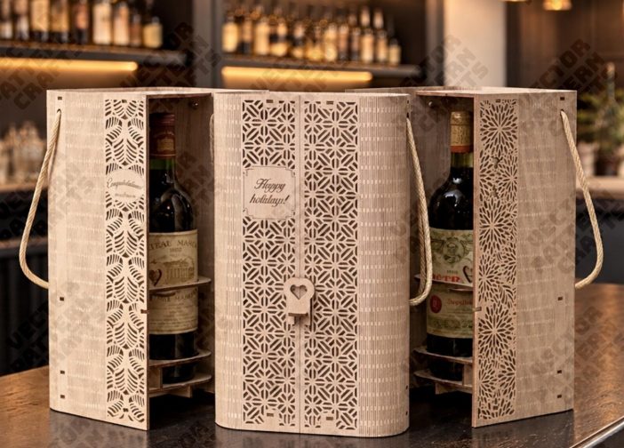 Caja de regalo para 3 botellas de vino dobles Para mas Vectores Whatsapp 51969764199