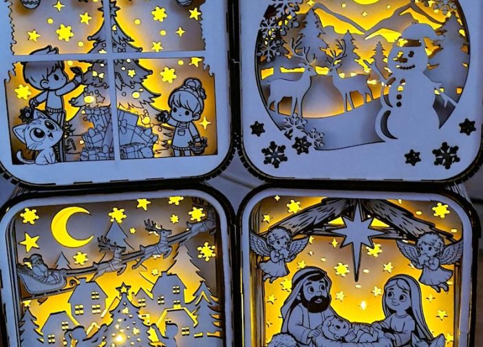 Caja de sombras navideña 3D