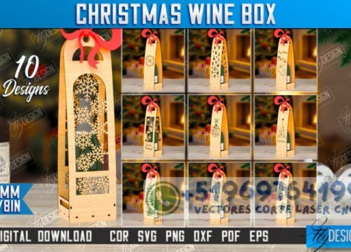 Caja de vino navideña