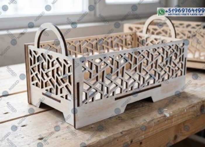 Caja decorativa apilable cortada con láser SVG