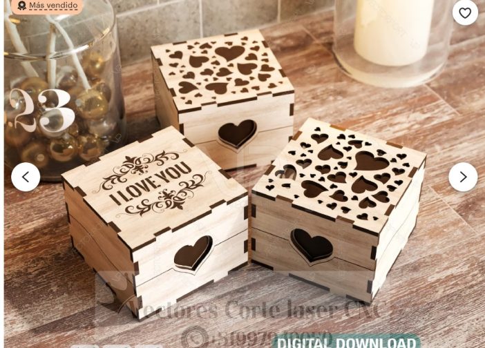 Caja para anillos con diseño de corazon