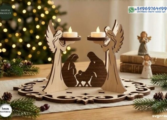 Candelabro Natividad Ángel 3D 1