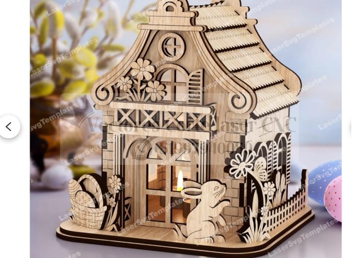 Candelabro de casa de conejito de pascua