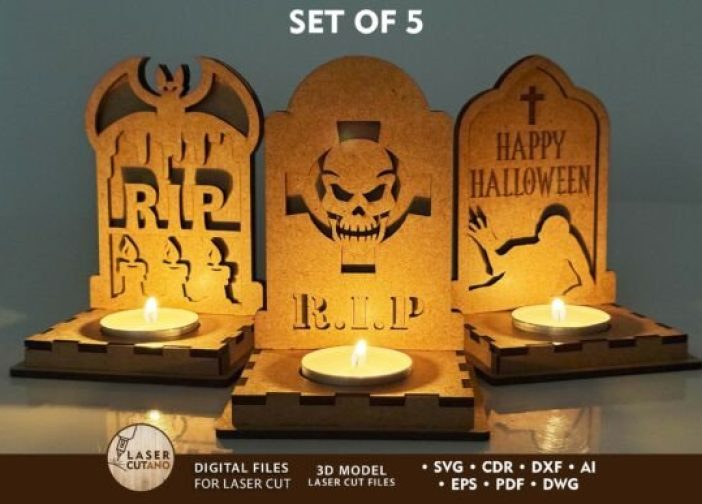 Candelabros de lápida de Halloween2