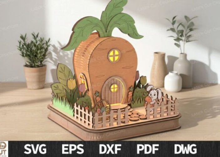 Casa de conejo en forma de zanahoria