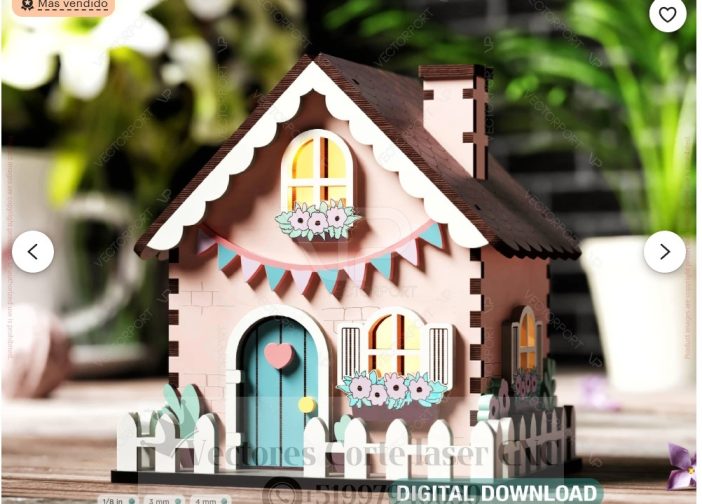 Casa de pueblo en miniatura con jardín