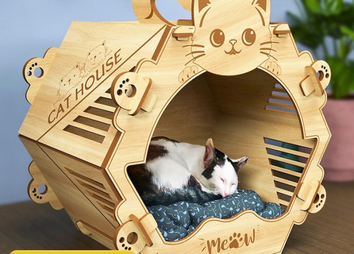 Casa hexagonal para gatos