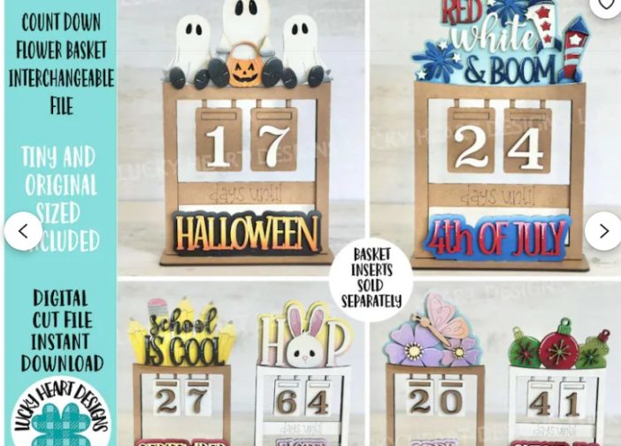 Cesta de flores con cuenta regresiva intercambiable