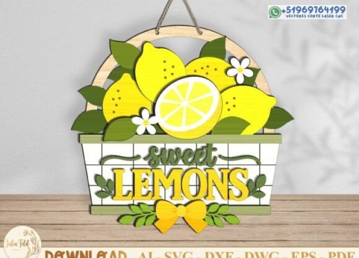 Cesta de limón en capas 3D cortada con láser SVG