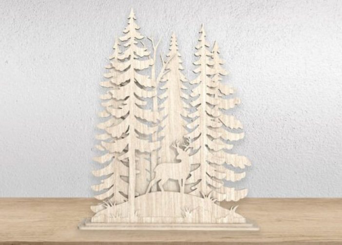 Ciervo en el bosque 3D en capas