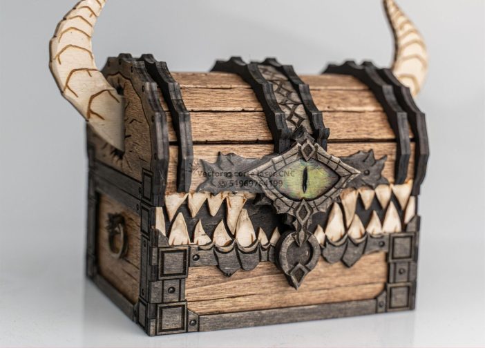 Cofre mímico caja de dados dnd cofre del tesoro de monstruo de fantasia