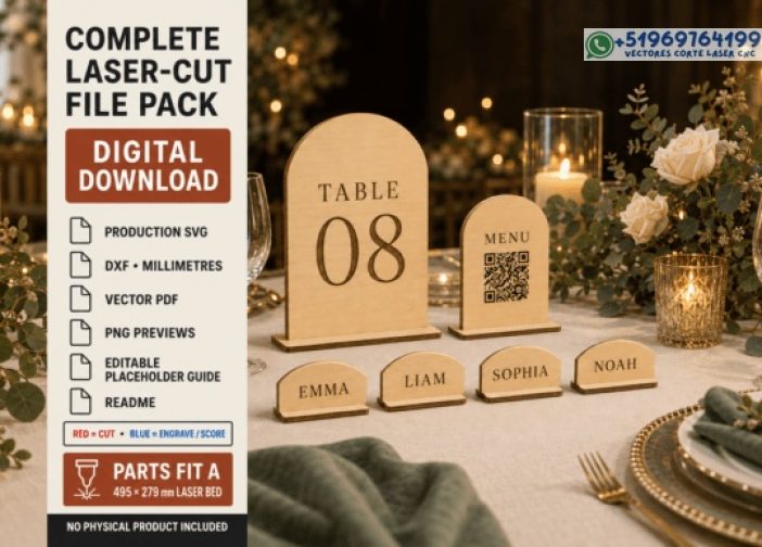 Conjunto SVG de número de mesa de boda