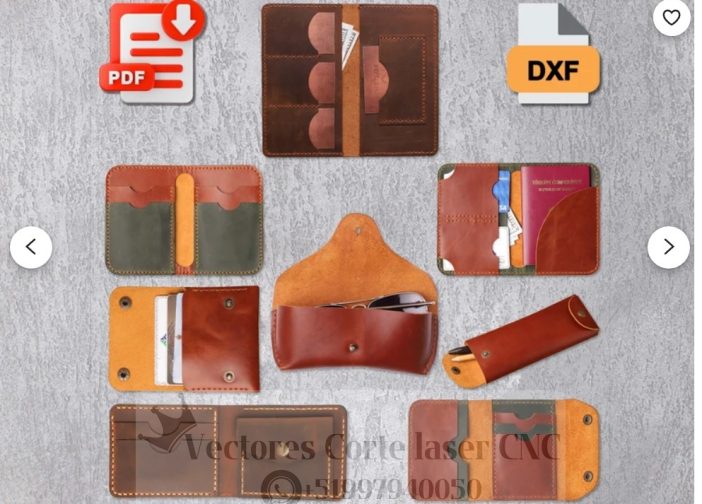 Conjunto de 8 patrones de billetera de cuero