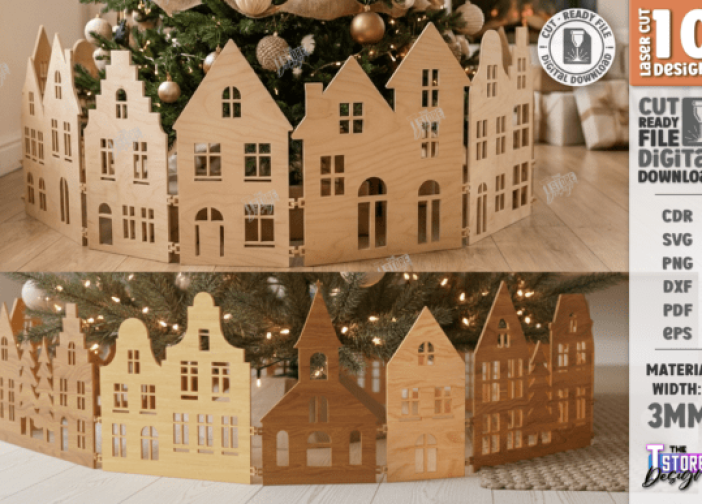 Conjunto de aldeas para pie de arbol navideño