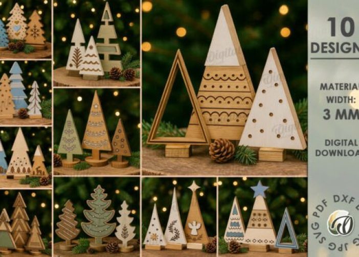 Conjunto de árboles de madera