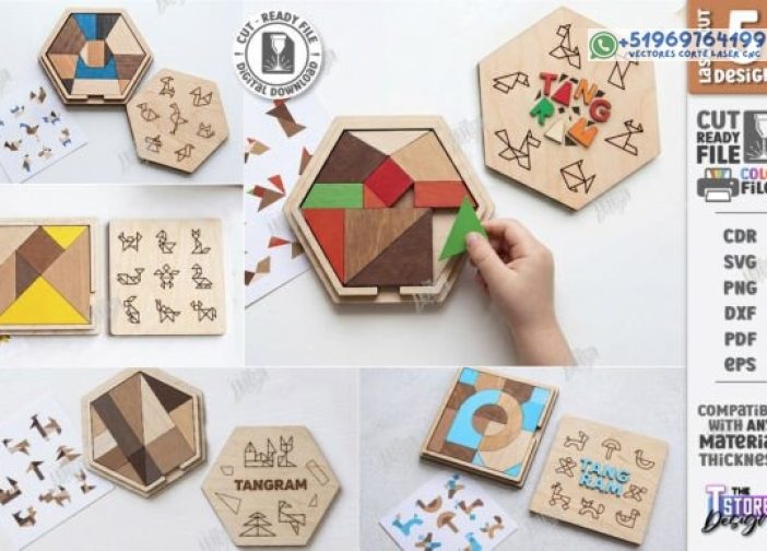 Conjunto de corte láser de rompecabezas geométrico Tangram