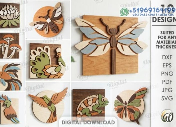 Conjunto de cuadros mosaicos 3D para pared Para mas Vectores Whatsapp 51969764199