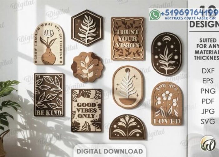 Conjunto de decoraciones de pared estilo boho en capas Para mas Vectores Whatsapp 51969764199