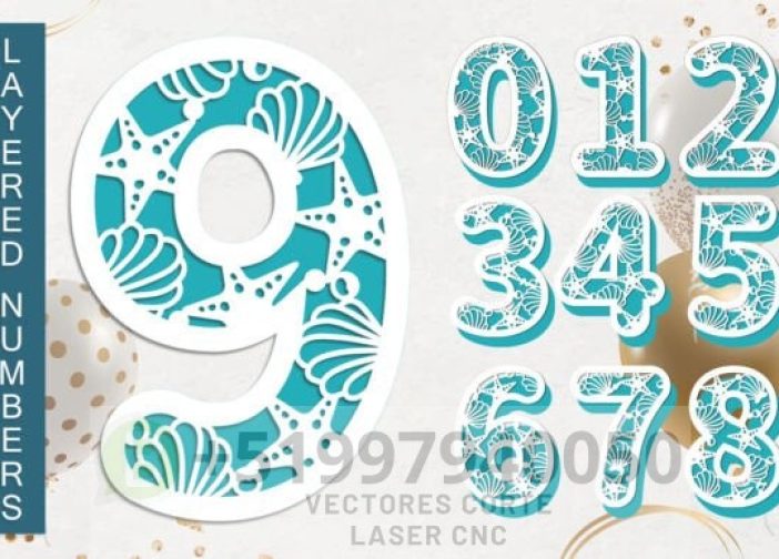 Conjunto de números de cumpleaños en 3D, concha marina