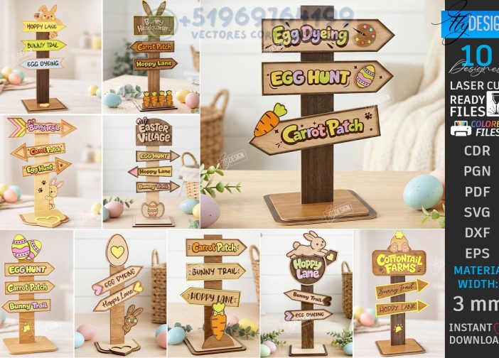 Conjunto de señales direccionales de búsqueda de huevos de Pascua