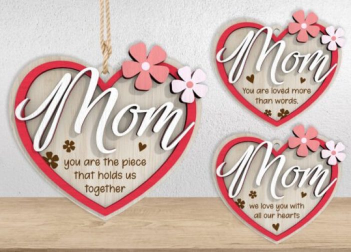 Corazon colgante con frases del dia de la madre