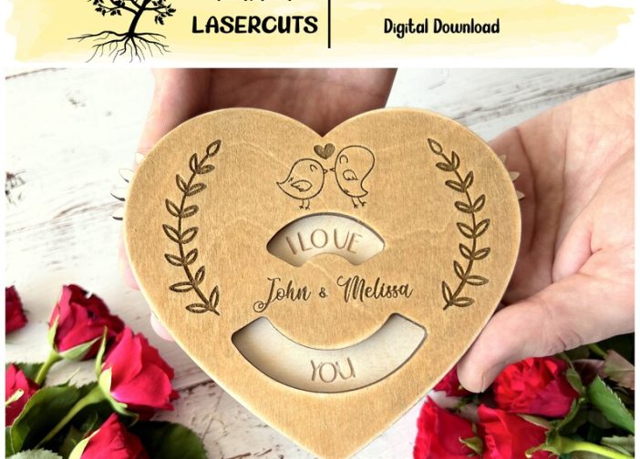 Corazon con mensaje romántico giratorio san valentin