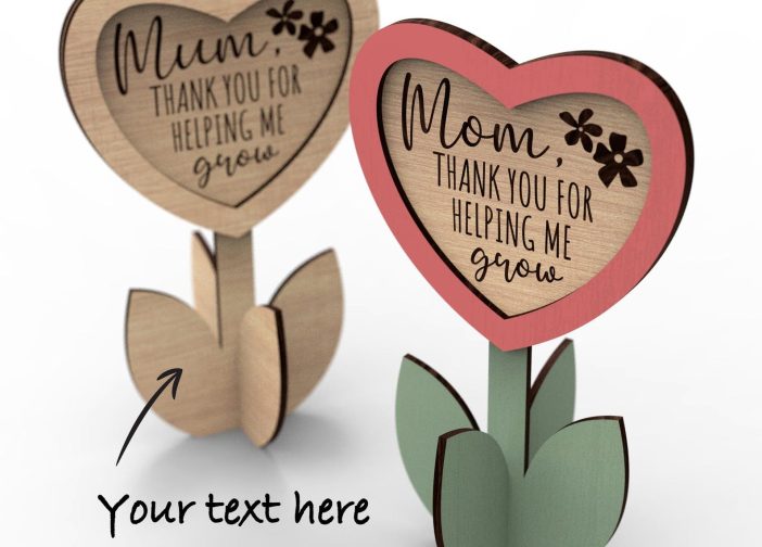 Corazon floral personalizado regalo para el dia de la madre