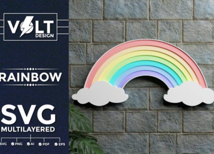 Corte SVG multicapa 3D de arcoíris