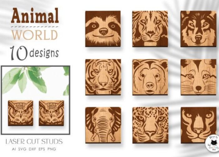 Cuadrados de rostro de animales para aretes pendientes