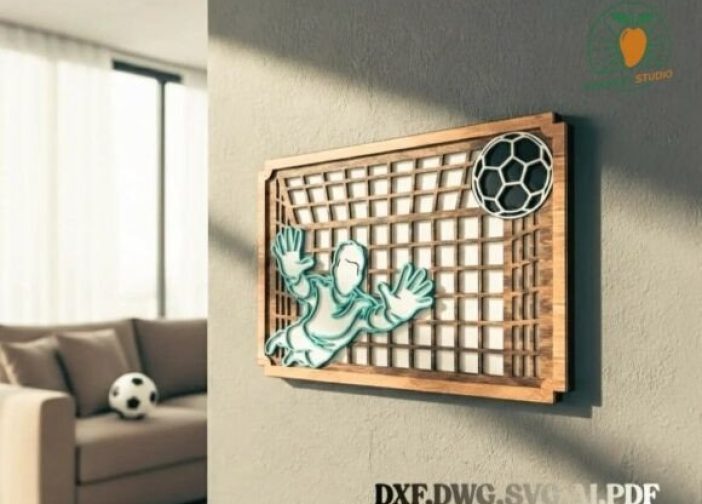 Cuadro decorativo 3D de portero arquero de fútbol con capas