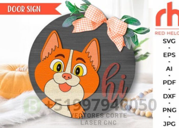 Cuadro redondo de Hola gato y Hola Perro1