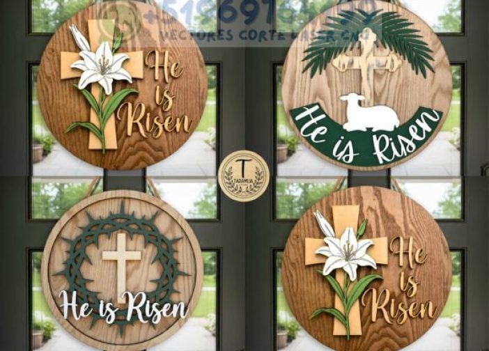 Cuadros redondos cristiano de Pascua para puerta