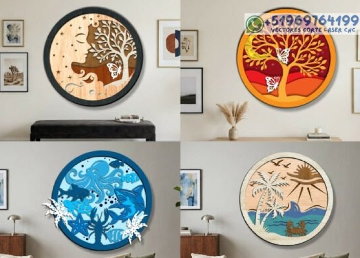 Cuadros redondos decoración de pared 3D Para mas Vectores Whatsapp 51969764199