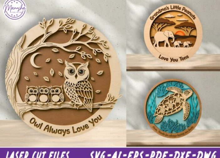 Cuadros redondos personalizado de familia de animales