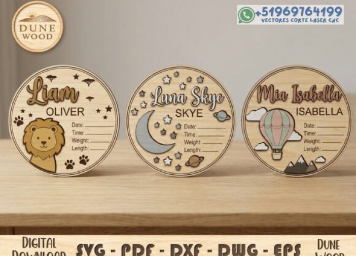 Cuadros redondos personalizados con el signo de nacimiento del bebé Para mas Vectores Whatsapp 51969764199