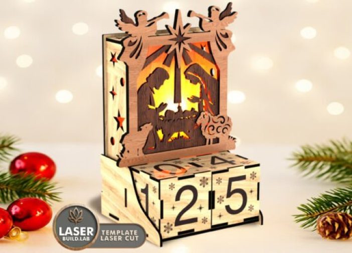 Cuenta Regresiva de Navidad Calendario con Nacimiento y Luz LED
