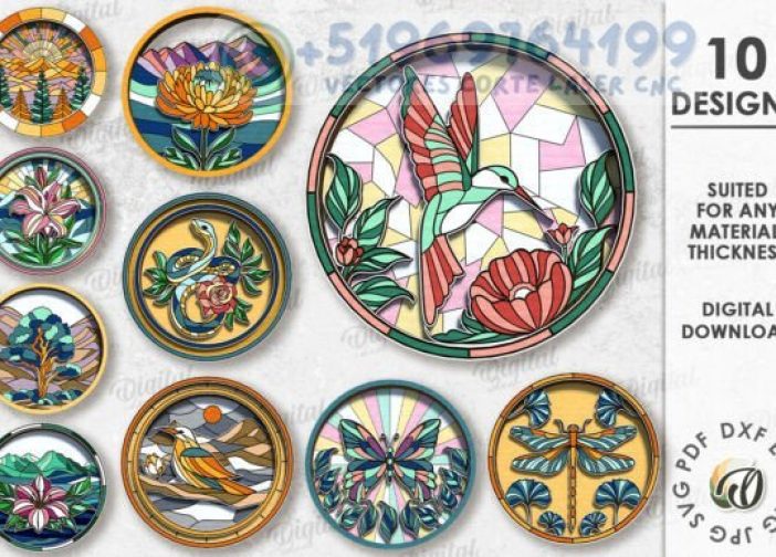 Decoración de pared con vitrales naturales