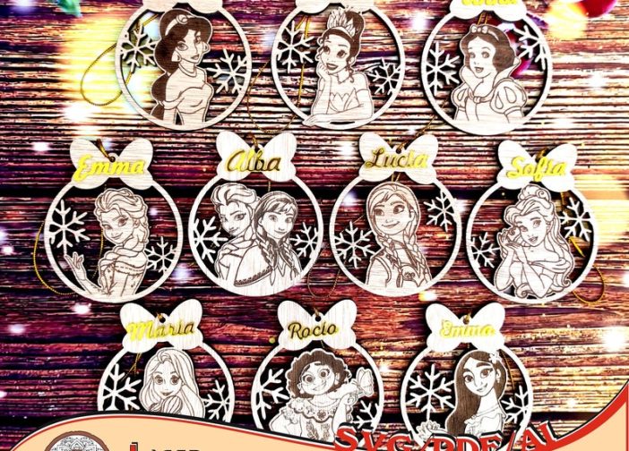 Diseño bolas navideñas con princesas