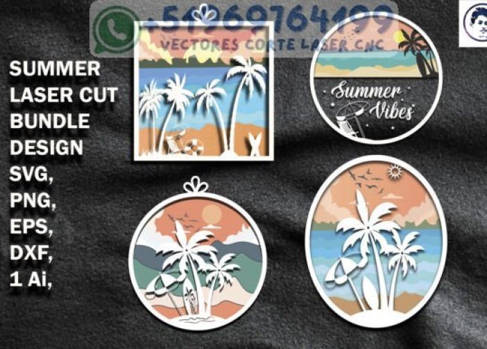 Diseño de paquete SVG cortado con láser de verano