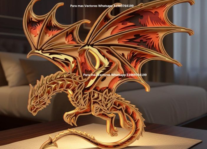 Dragon multicapa svg arte mural