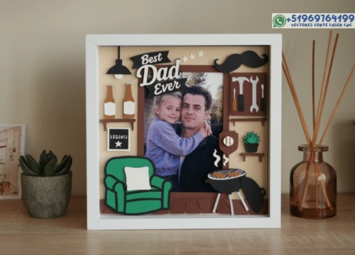 El mejor papá de todos los tiempos marco de fotos con caja de sombras 2