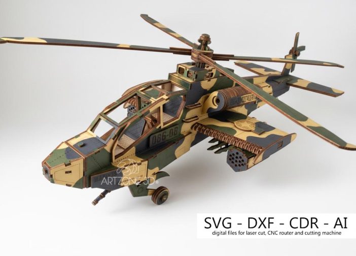 Elicoptero apache AH-D64 rompecabezas 3D