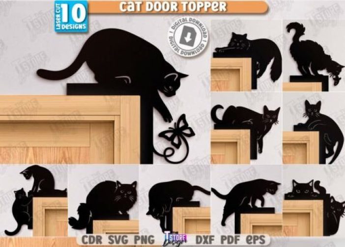 Esquinero de puerta de gato negro jugueton