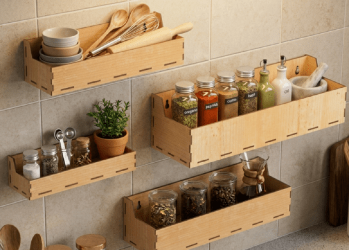 Estantes de pared 4 piezas Especiero