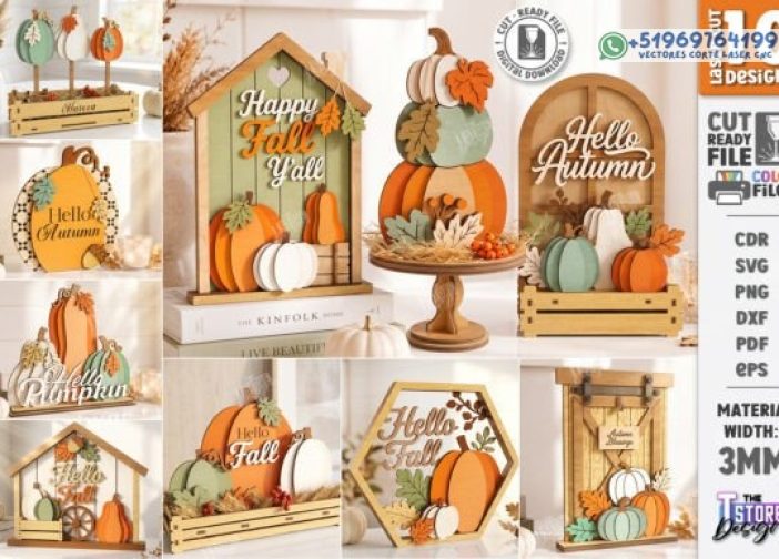 Fall Pumpkins Décor Corte Láser Pack