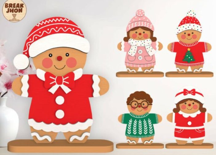 Familia de galletas de jengibre de pie