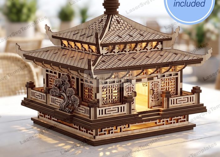 Farol portavelas de pagoda japonesa