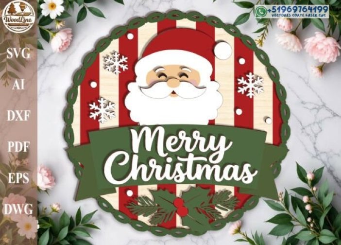 Feliz Navidad Santa Puerta Signo SVG