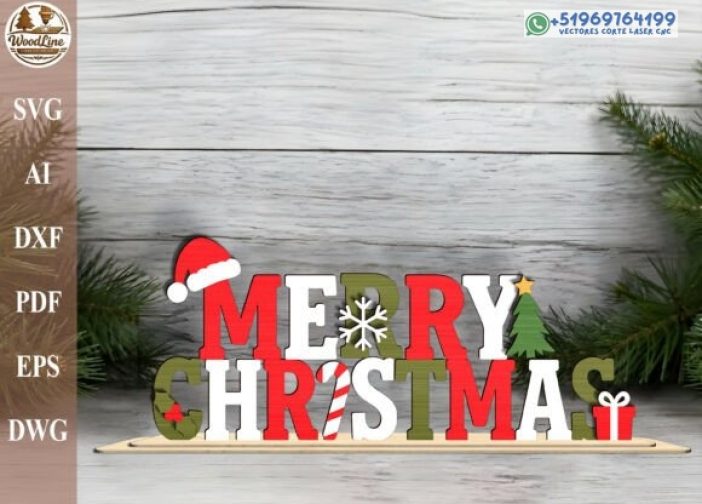 Feliz Navidad Signo de palabra en capas SVG